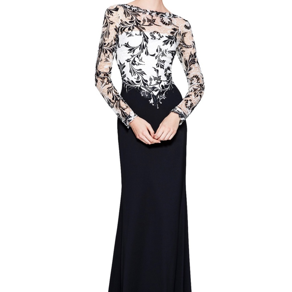 Tadashi Shoji Black/White Lace Gown